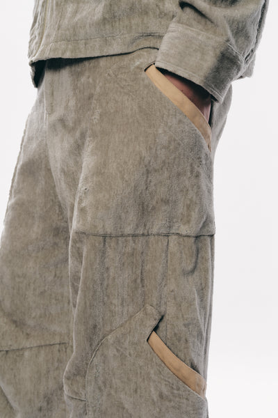 RONNY TERRYCLOTH DISTRESSED CARGO PANTS ALOE GREEN