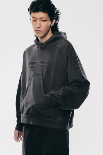 PORTS WASHED POP-UP HOODIE CHARCOAL GREY