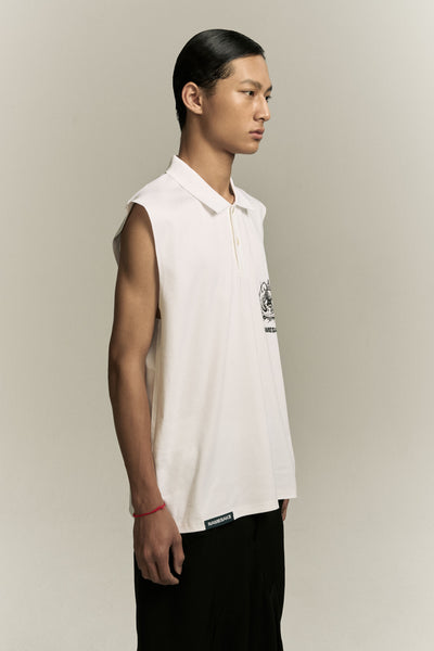 RICHARD MUSCLE TANK POLO SEA SALT WHITE