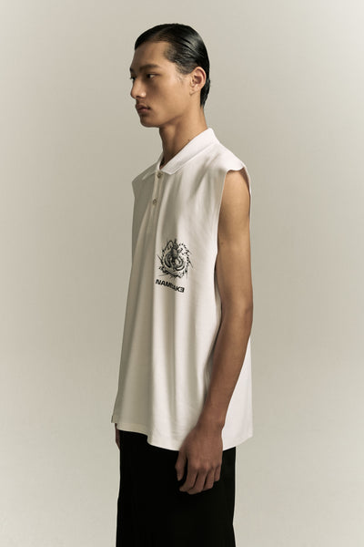RICHARD MUSCLE TANK POLO SEA SALT WHITE