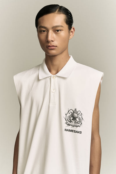 RICHARD MUSCLE TANK POLO SEA SALT WHITE