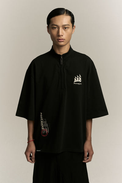 BARNES HALF-ZIP SS TEE EUPHORIC BLACK