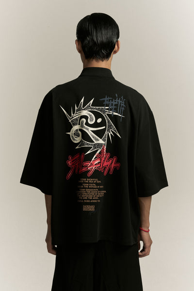 BARNES HALF-ZIP SS TEE EUPHORIC BLACK