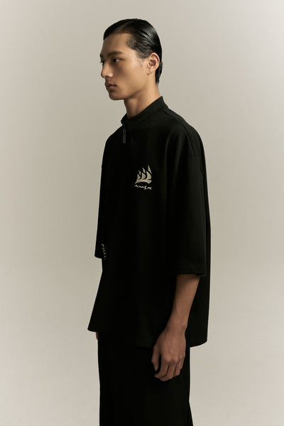BARNES HALF-ZIP SS TEE EUPHORIC BLACK