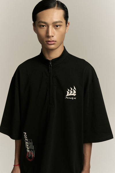 BARNES HALF-ZIP SS TEE EUPHORIC BLACK