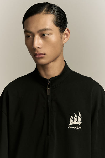 BARNES HALF-ZIP SS TEE EUPHORIC BLACK