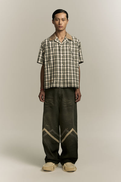 SHAWN BOWLING SHIRT BROWN CHECKERED