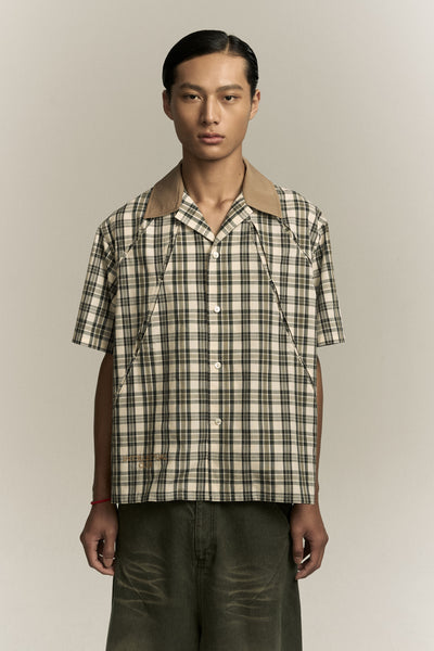 SHAWN BOWLING SHIRT BROWN CHECKERED