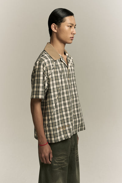 SHAWN BOWLING SHIRT BROWN CHECKERED