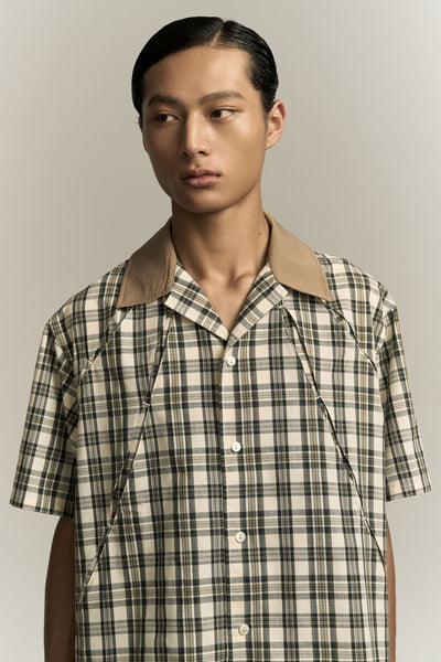 SHAWN BOWLING SHIRT BROWN CHECKERED