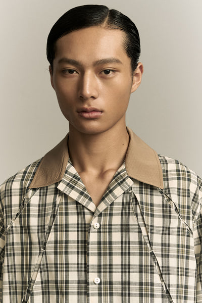 SHAWN BOWLING SHIRT BROWN CHECKERED