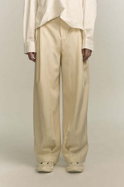 KEVIN PLEATED TROUSERS CANNOLI CREAM (WOMEN)