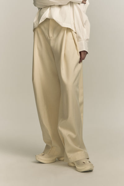 KEVIN PLEATED TROUSERS CANNOLI CREAM (WOMEN)