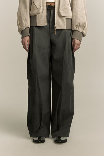 KEVIN PLEATED TROUSERS CHARCOAL GREY (WOMEN)