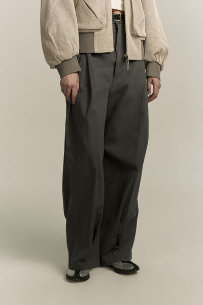 KEVIN PLEATED TROUSERS CHARCOAL GREY (WOMEN)