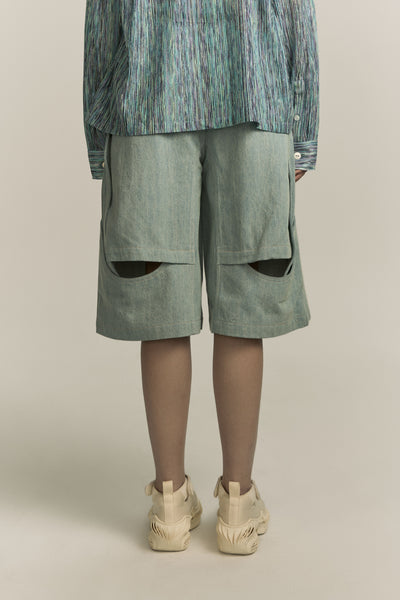 REDD PANEL DENIM SHORTS CYBER BLUE (WOMEN)