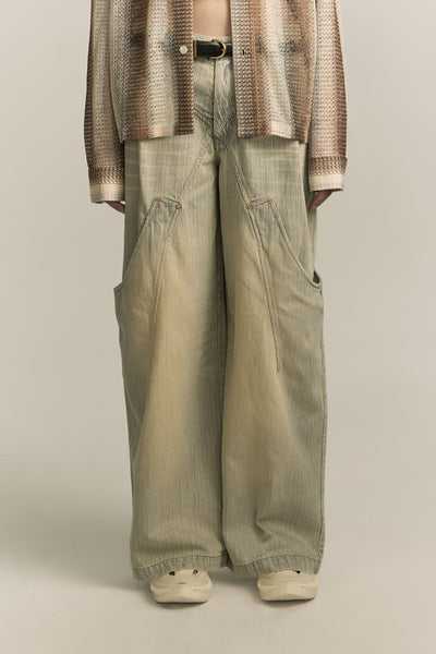 BILLIE BIBS DENIM PANTS INDIGO STRIPE (WOMEN)