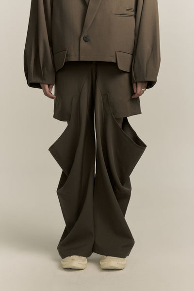 JALEN DRAPE SUITING TROUSERS SHIITAKE BROWN (WOMEN)