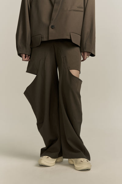 JALEN DRAPE SUITING TROUSERS SHIITAKE BROWN (WOMEN)