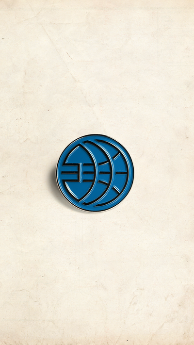 NAMESAKE GLOBE PIN OCEAN BLUE