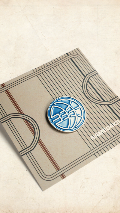 NAMESAKE GLOBE PIN OCEAN BLUE