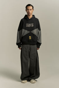 KNIGHT CHECKER BOARD HOODIE FOG NAVY