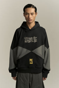 KNIGHT CHECKER BOARD HOODIE FOG NAVY