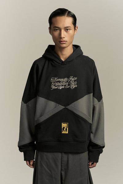 KNIGHT CHECKER BOARD HOODIE FOG NAVY