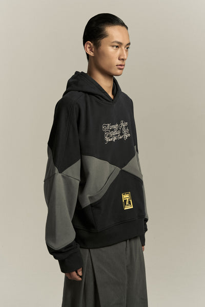 KNIGHT CHECKER BOARD HOODIE FOG NAVY