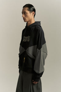 KNIGHT CHECKER BOARD HOODIE FOG NAVY