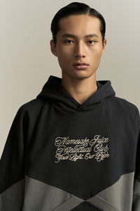 KNIGHT CHECKER BOARD HOODIE FOG NAVY