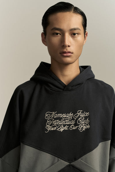 KNIGHT CHECKER BOARD HOODIE FOG NAVY