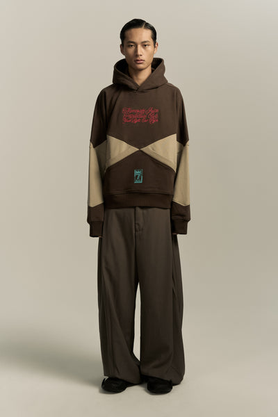 KNIGHT CHECKER BOARD HOODIE SHIITAKE BROWN