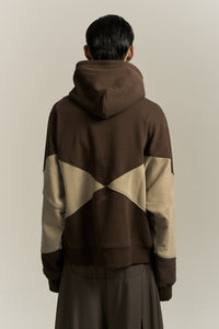 KNIGHT CHECKER BOARD HOODIE SHIITAKE BROWN
