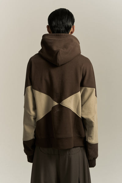KNIGHT CHECKER BOARD HOODIE SHIITAKE BROWN