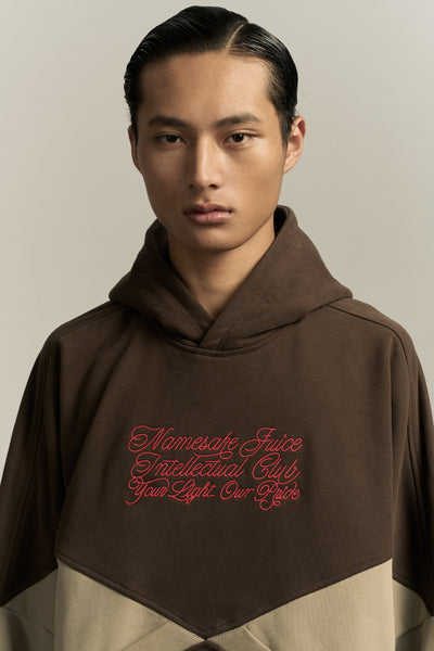 KNIGHT CHECKER BOARD HOODIE SHIITAKE BROWN