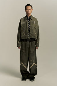 7 CHECKER BOARD TRACK JACKET CEDAR GREEN