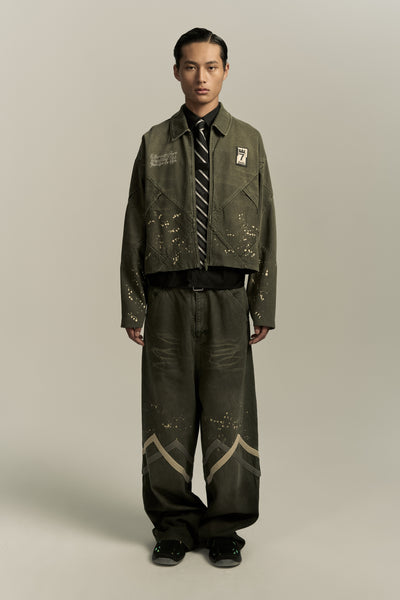 7 CHECKER BOARD TRACK JACKET CEDAR GREEN