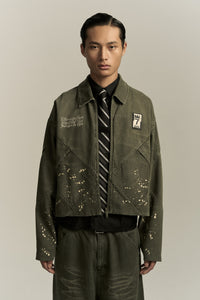 7 CHECKER BOARD TRACK JACKET CEDAR GREEN