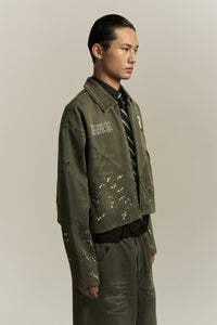 7 CHECKER BOARD TRACK JACKET CEDAR GREEN