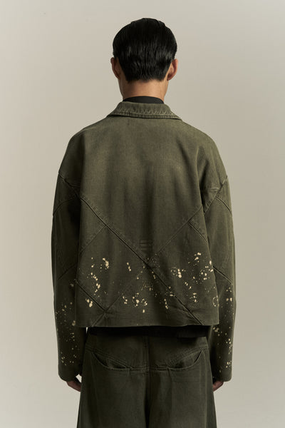 7 CHECKER BOARD TRACK JACKET CEDAR GREEN