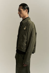 7 CHECKER BOARD TRACK JACKET CEDAR GREEN