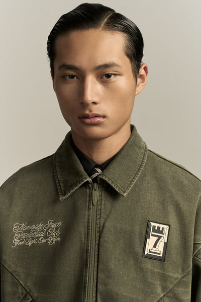 7 CHECKER BOARD TRACK JACKET CEDAR GREEN