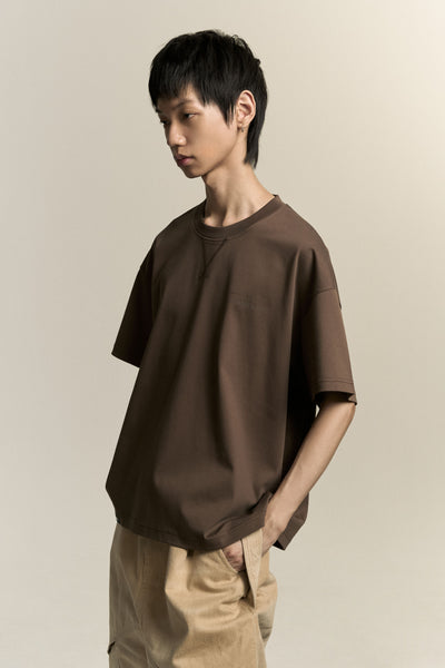 TOBI OVERSIZED LOGO TEE MARSH BROWN