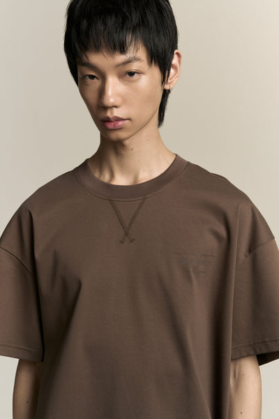 TOBI OVERSIZED LOGO TEE MARSH BROWN