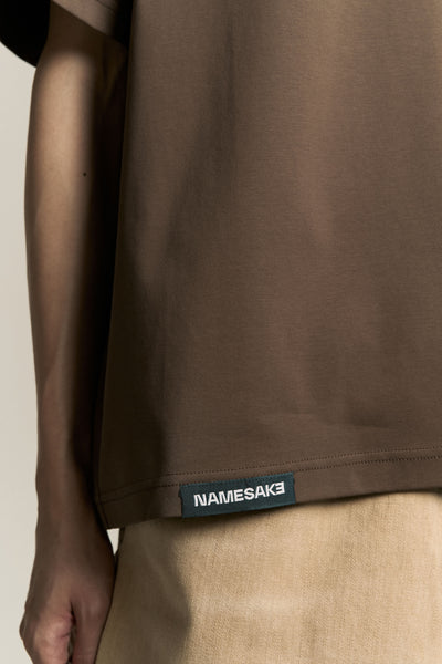 TOBI OVERSIZED LOGO TEE MARSH BROWN