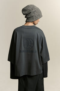 MAYO OVERSIZED GLOBE DOUBLE SLEEVE TEE DEPTH BLUE