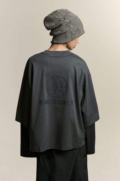 MAYO OVERSIZED GLOBE DOUBLE SLEEVE TEE DEPTH BLUE