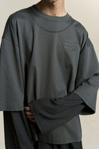 MAYO OVERSIZED GLOBE DOUBLE SLEEVE TEE DEPTH BLUE