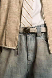 N3 GLOBE LOGO BELT CROC PEARL